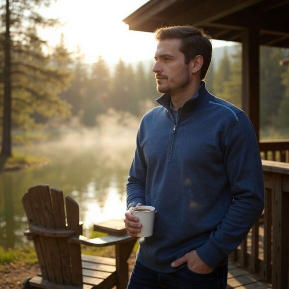 Pebble Beach Men’s LS 1/4 Zip Performance Pullover Blue Polyester XL - Picture 1 of 7